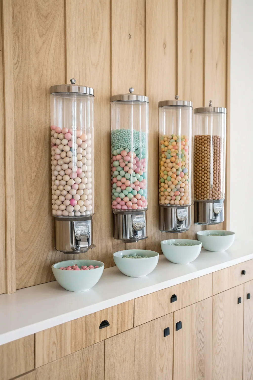 Indulge in sweet simplicity with this chic interactive candy wall!