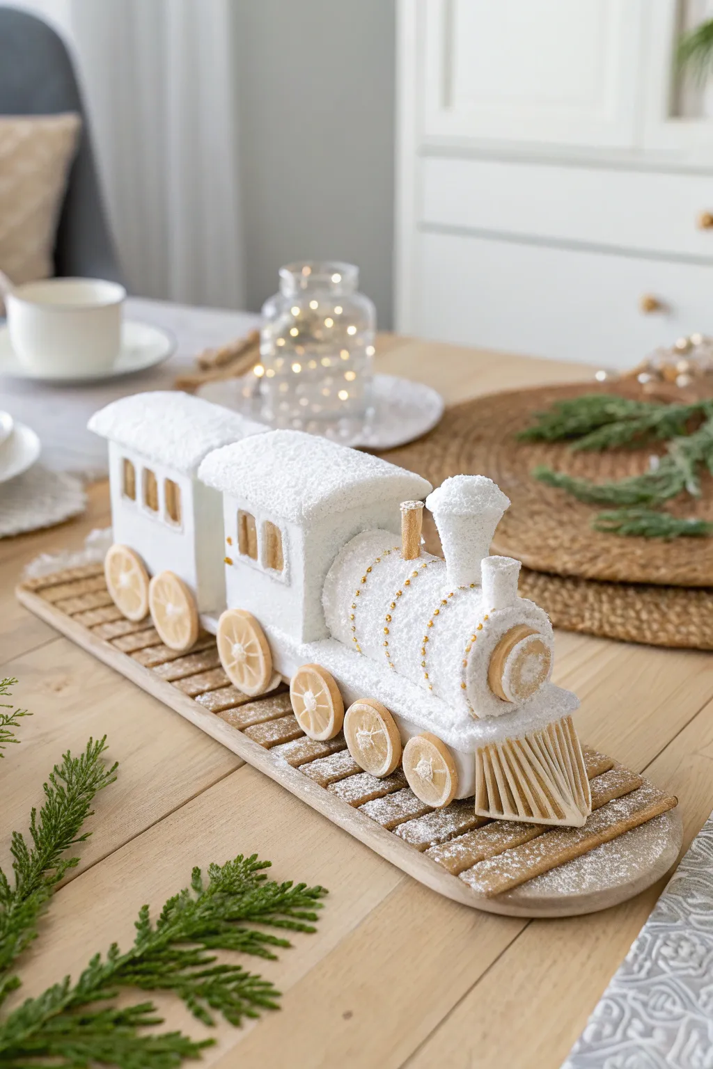 Add a touch of sparkle to your festivities with this enchanting sugar-dusted candy train.