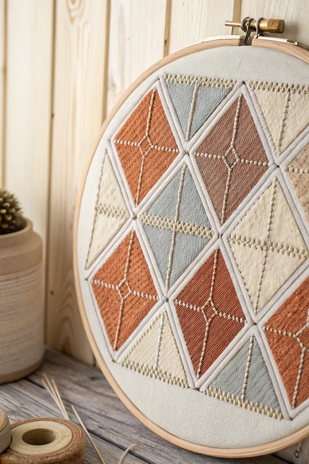 Add a touch of modern elegance with geometric embroidery patterns that blend simplicity and sophistication.