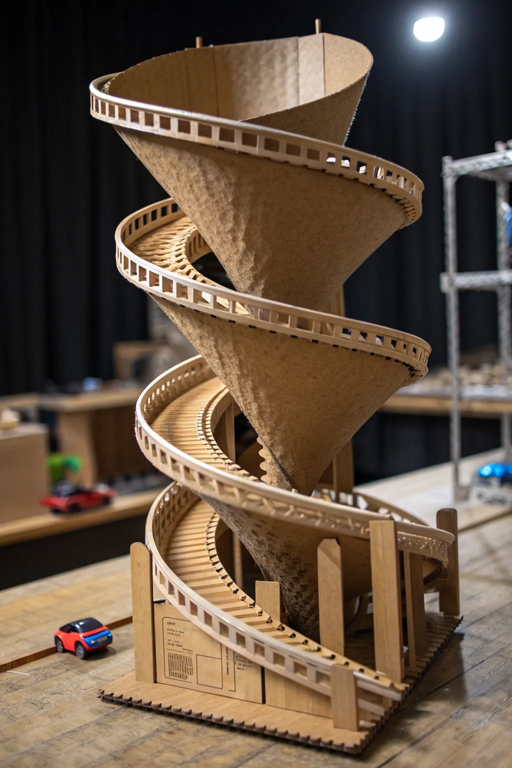 Witness the artistry of the funnel spin—a captivating centerpiece of cardboard engineering.