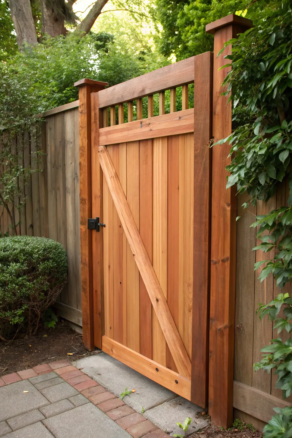 Unlock tranquility with a beautifully crafted cedar gate—where privacy meets style.