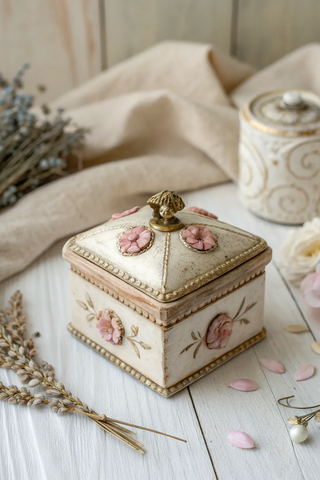 Timeless elegance: A vintage-inspired ceramic box to treasure memories.
