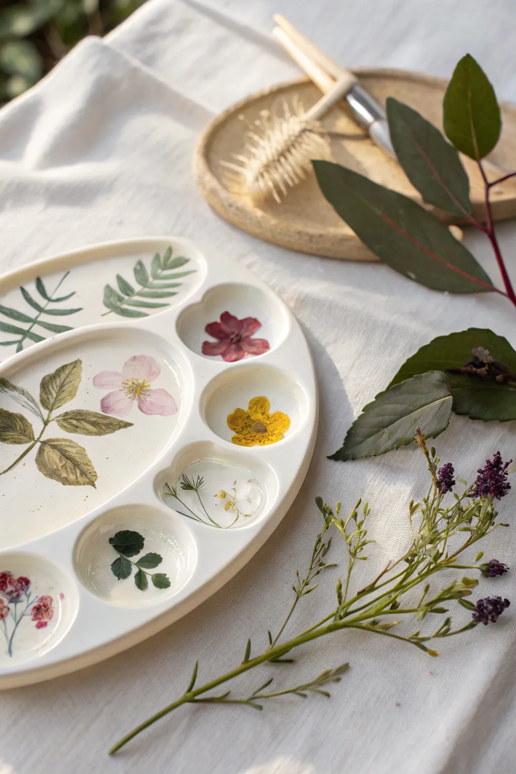 Bring a touch of nature to your art with this exquisite ceramic palette, where simplicity meets natural beauty.