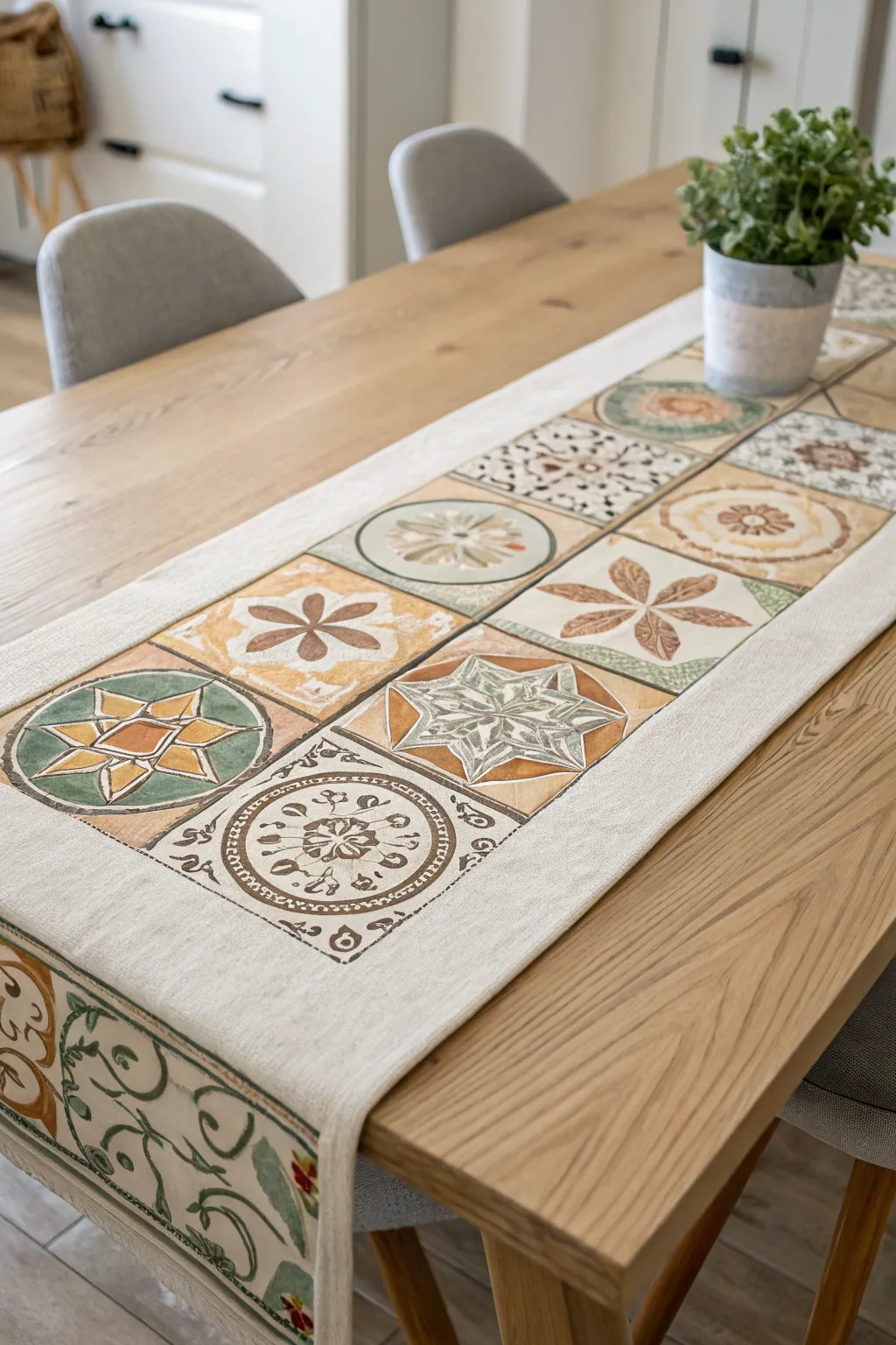 Elevate your dining experience with a handcrafted tile table runner that merges artistry with functionality.