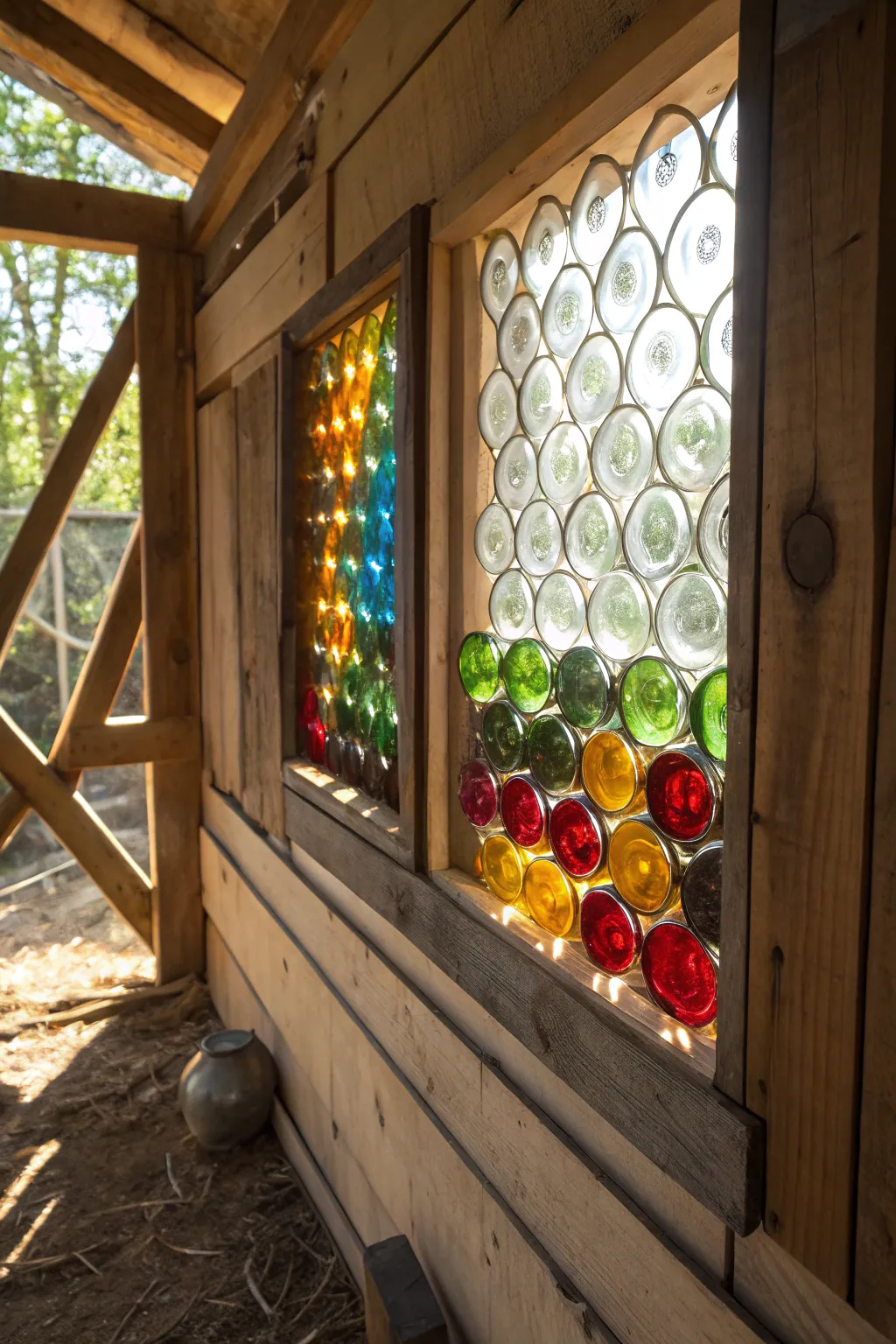 Illuminate your coop with the artistry of recycled glass bottles.