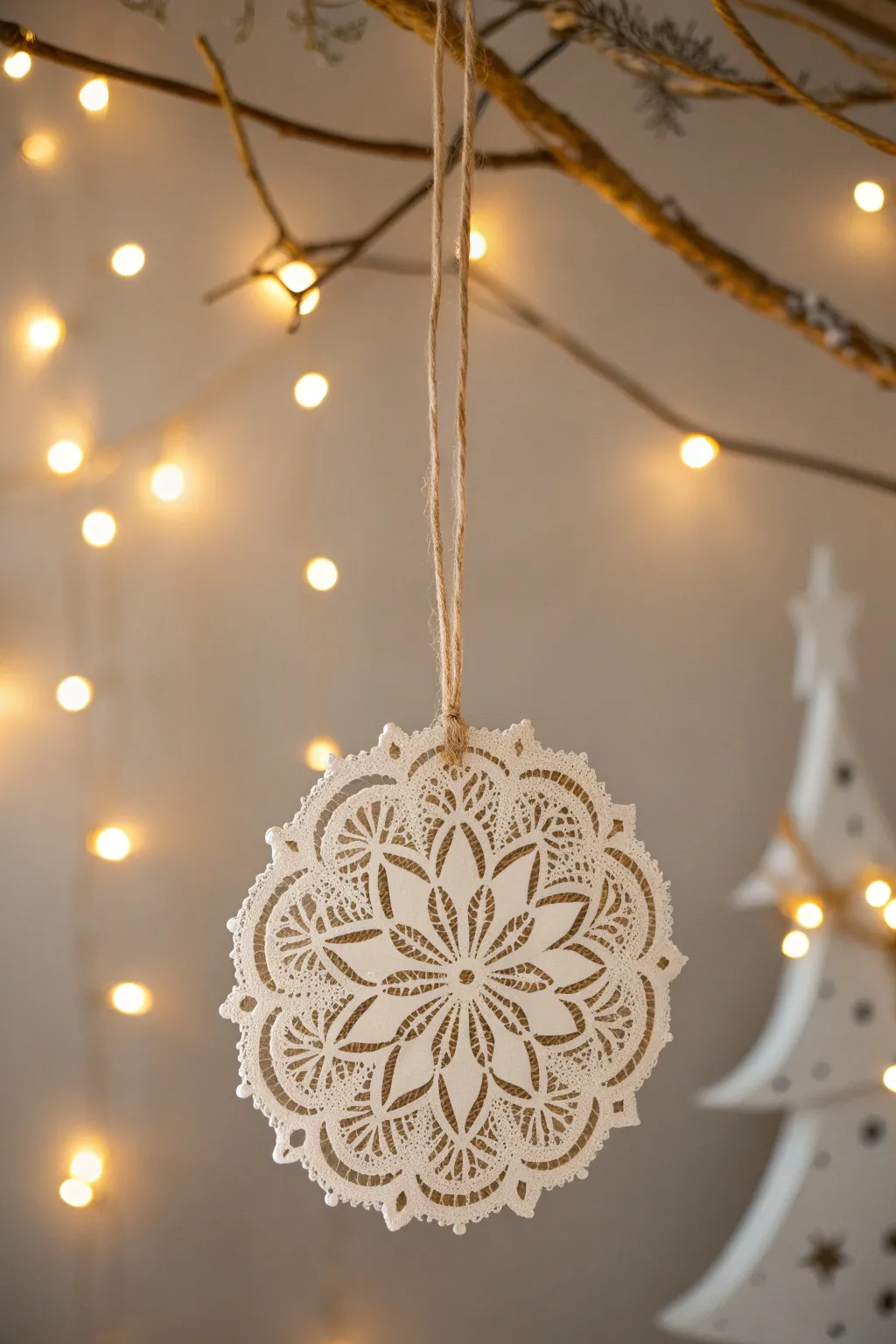 Embrace nostalgic charm with handcrafted paper doily ornaments, perfect for adding a vintage touch to your holiday decor.