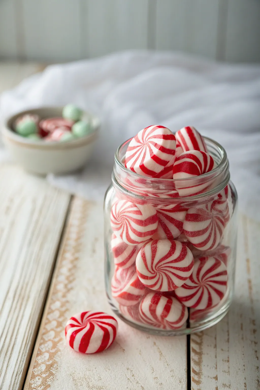 Embrace the magic of a Peppermint Wonderland with this simple yet stunning candy jar display.