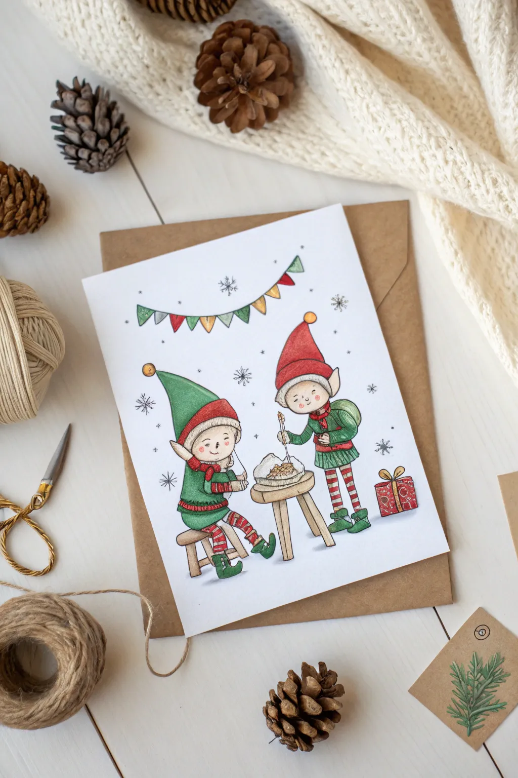 Capture the spirit of the holidays with a touch of whimsy: Quirky elves bring charm and delight to your Christmas cards!