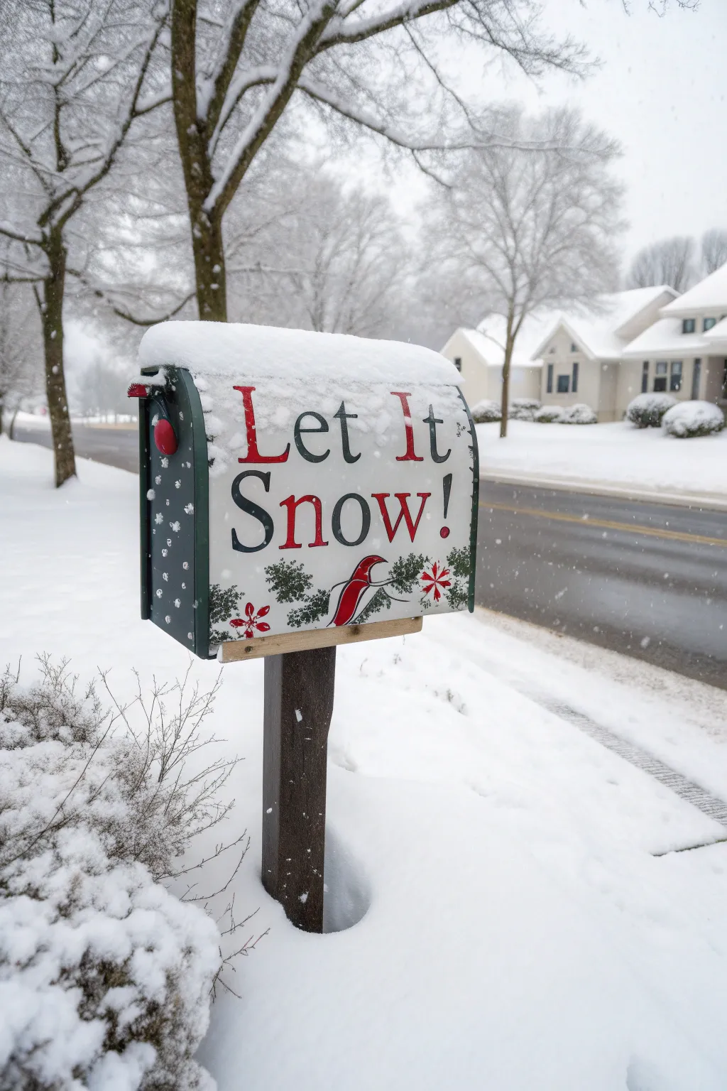 Capture the magic of a winter wonderland with a snowy mailbox cover.