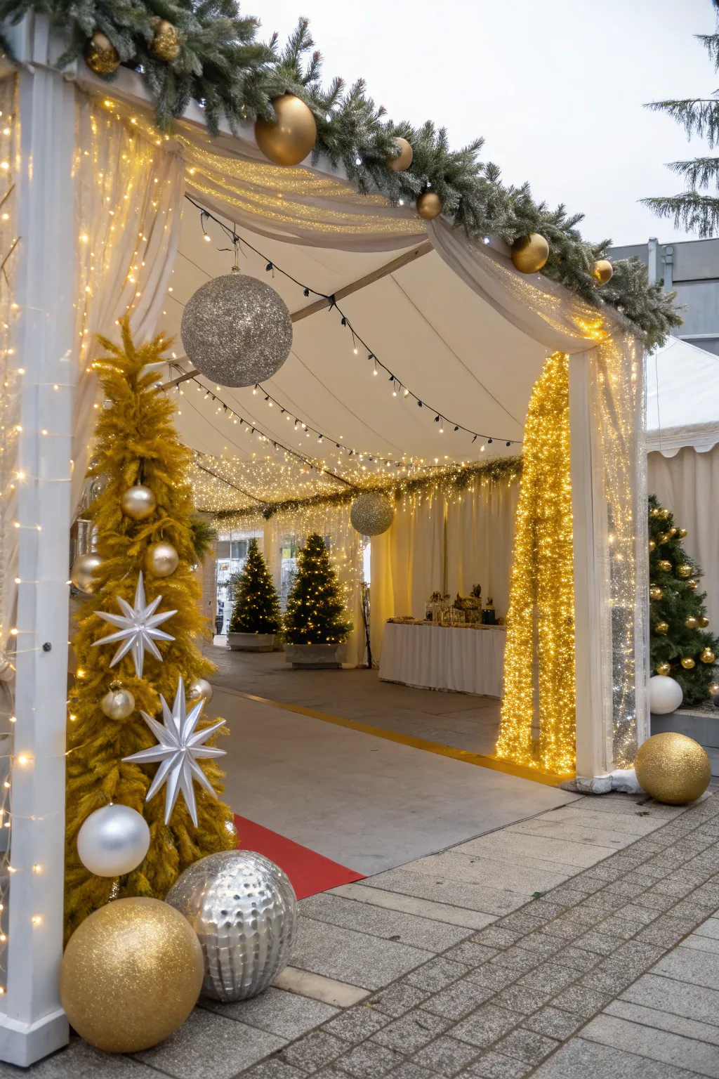 Metallic accents elevate the elegance of a Christmas celebration.