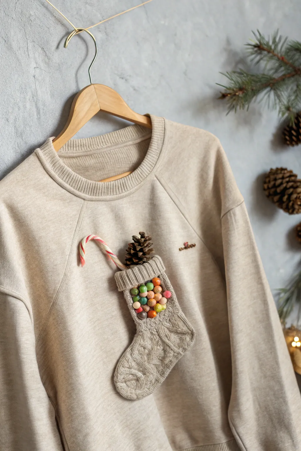 Add a touch of surprise to your holiday style with this charming Stocking Surprise Sweatshirt.