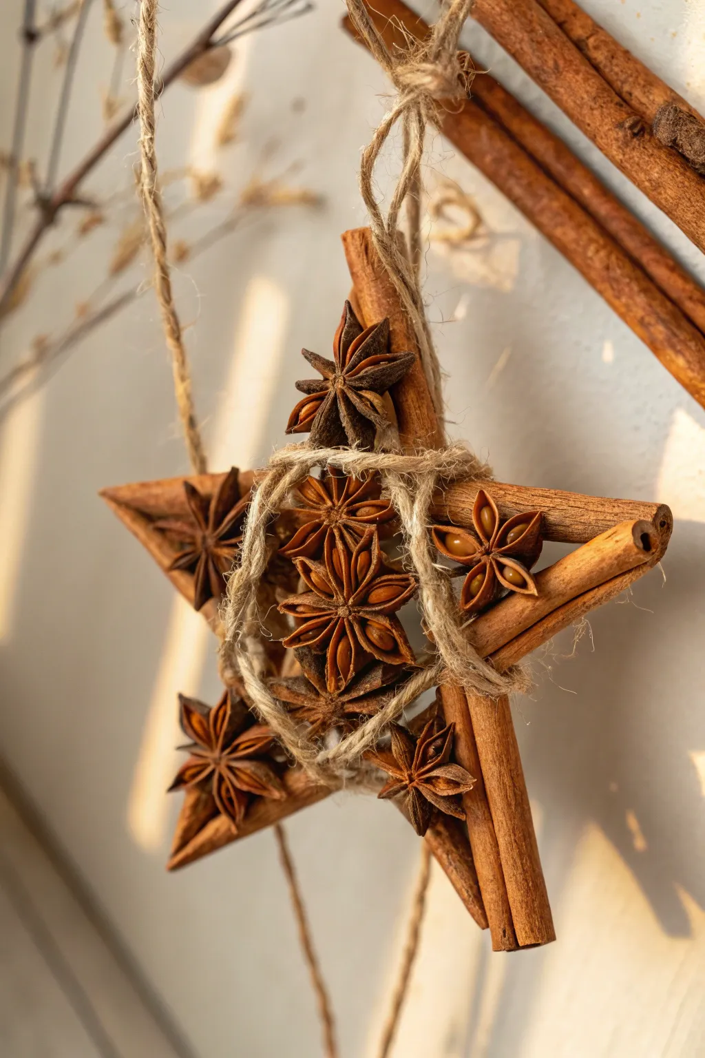 Bring the warmth of the holidays into your home with these charming DIY cinnamon stick stars.