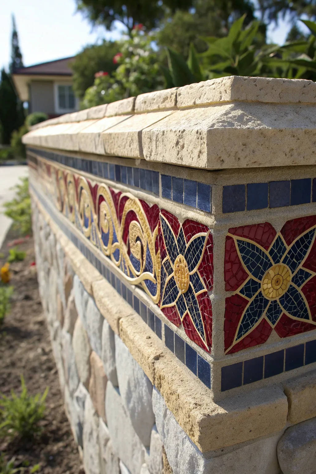 Transform your space with the stunning artistry of mosaic wall caps.