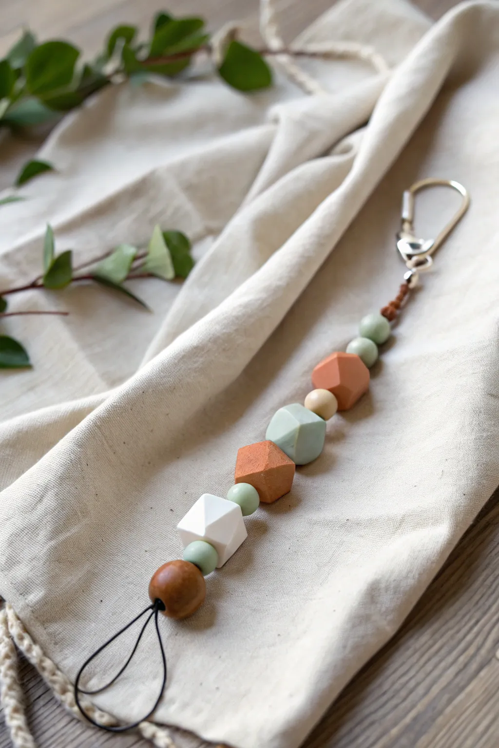 Elevate your style with a geometric clay bead phone charm — where modern artistry meets natural elegance.