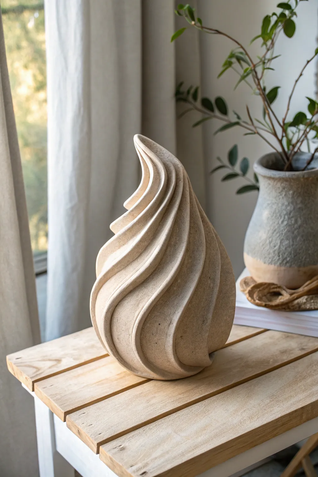 Embrace the beauty of simplicity with this elegant abstract clay art piece, where craftsmanship meets natural inspiration.