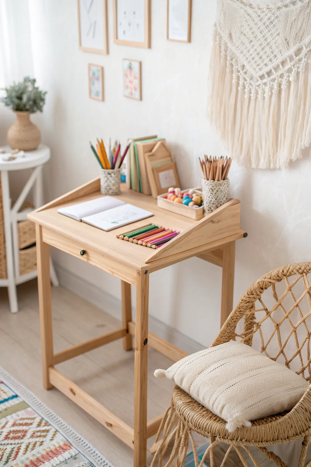 Transform a closet into a charming kid’s art studio with a touch of Scandinavian elegance and boho flair. Let creativity bloom!