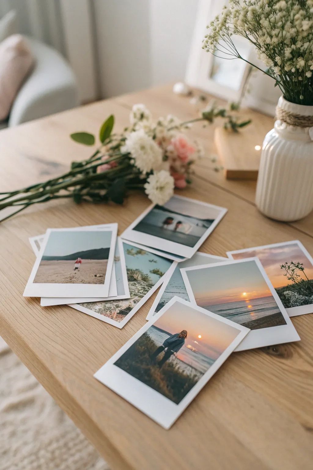 Artfully Overlapped Memories: A minimalist boho photo pile to inspire your creative display.