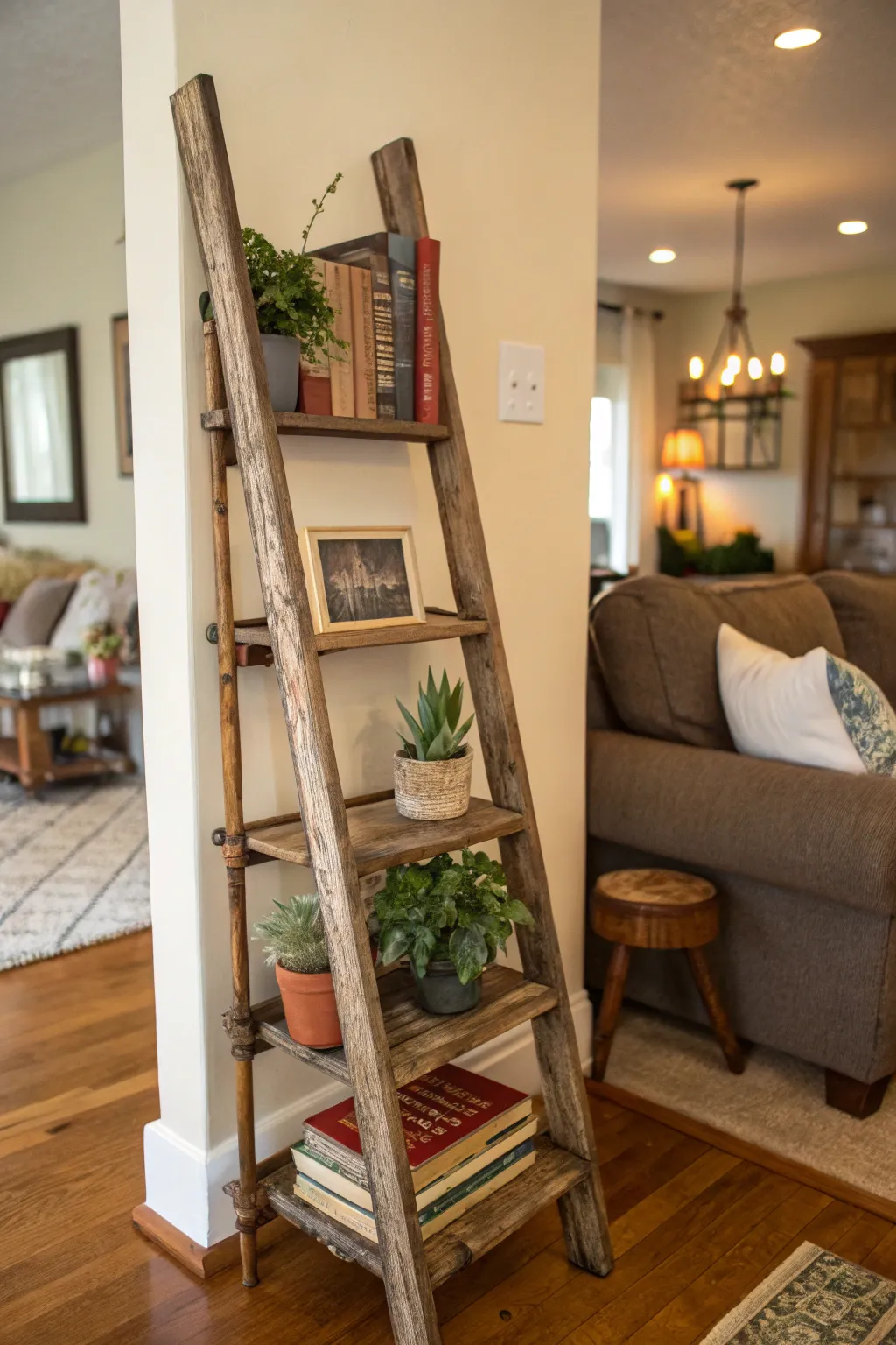 Add rustic charm with ladder displays.