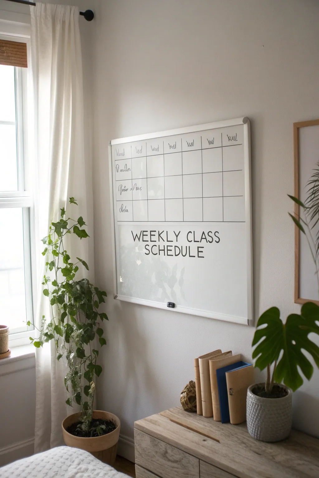 Stay on top of your class schedule with minimalist charm and boho flair. #DormLife #ScandiBoho