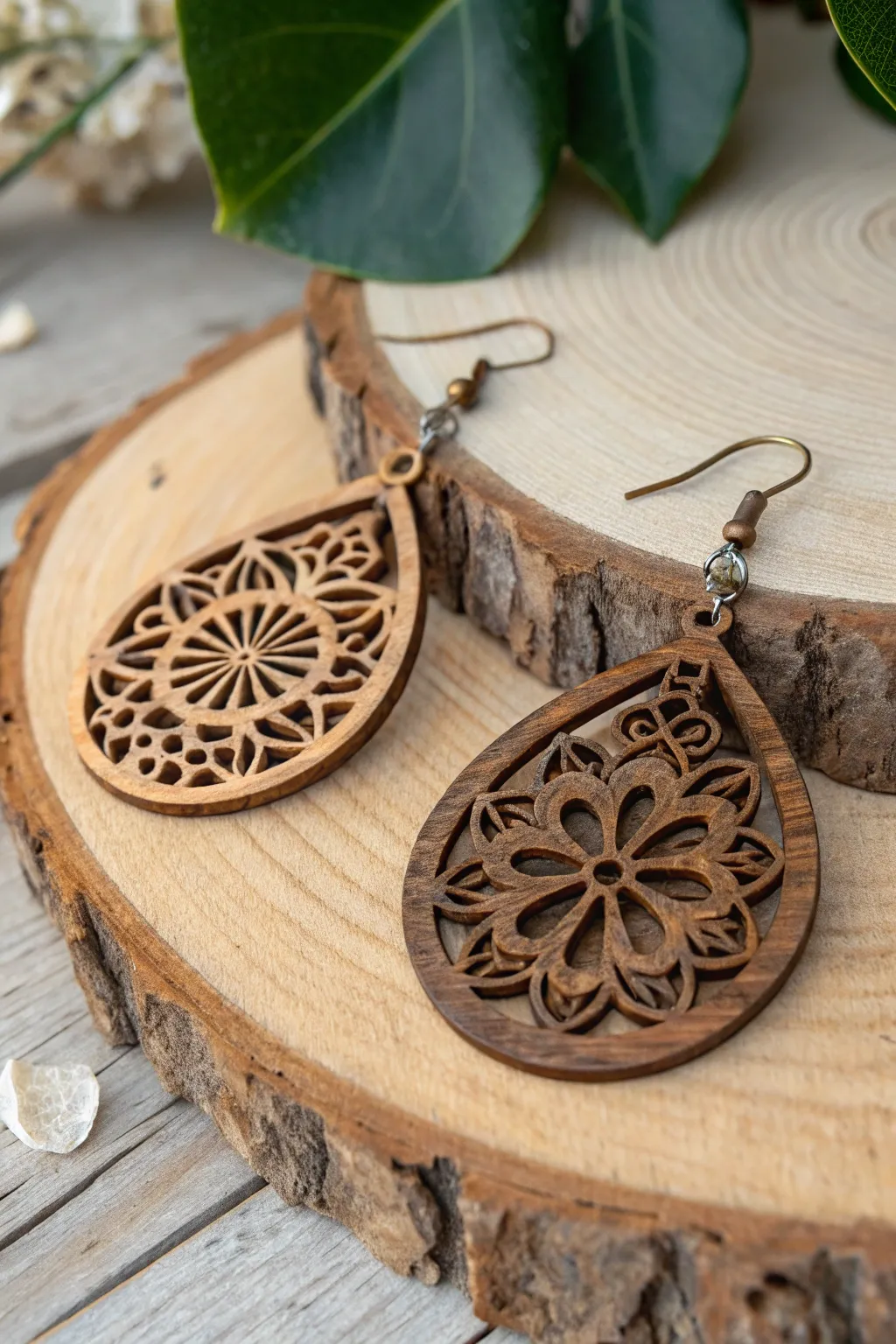 Eco-friendly wooden earrings that combine style with sustainability.