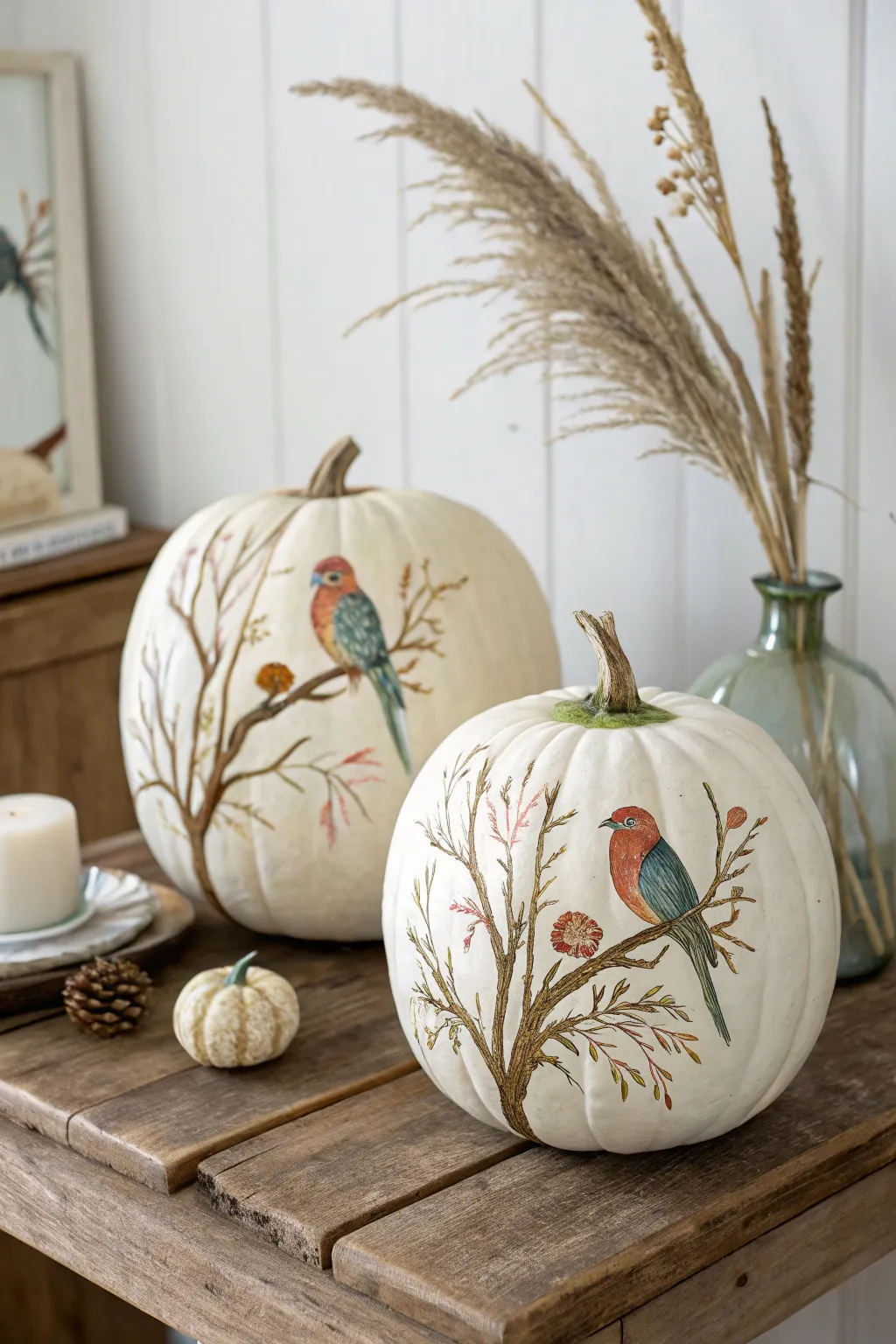 Celebrate your love with charming hand-painted lovebirds—a perfect blend of simplicity and natural elegance.