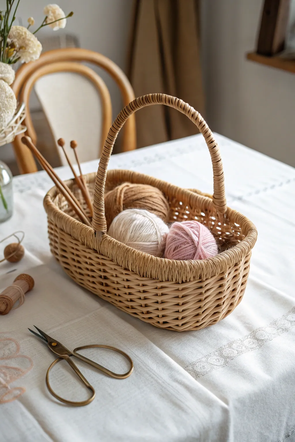 Embrace nostalgia with a vintage-inspired craft basket, blending timeless charm and modern minimalism.