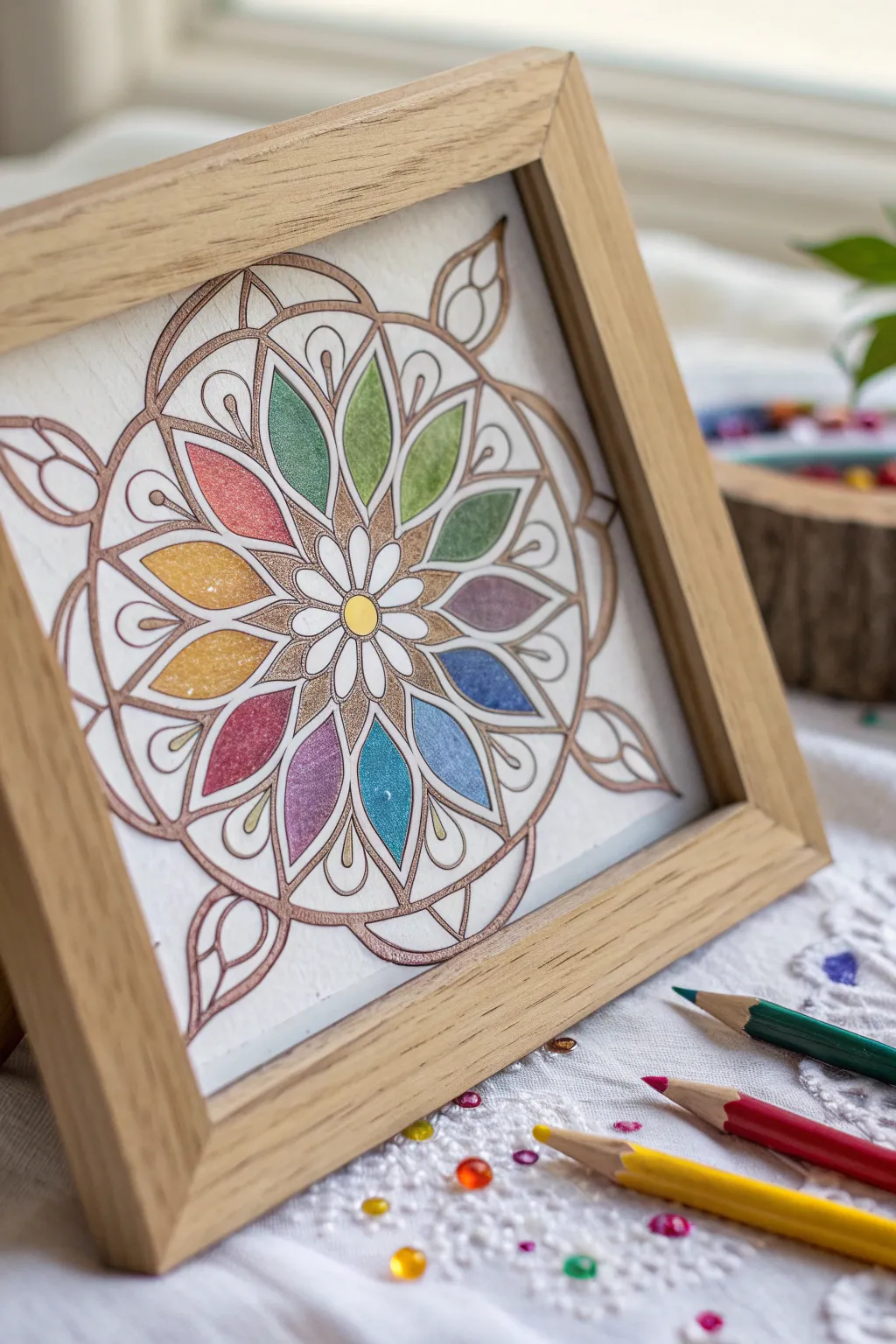 Transform melted crayon shavings into stunning stained glass art with a Scandinavian twist.