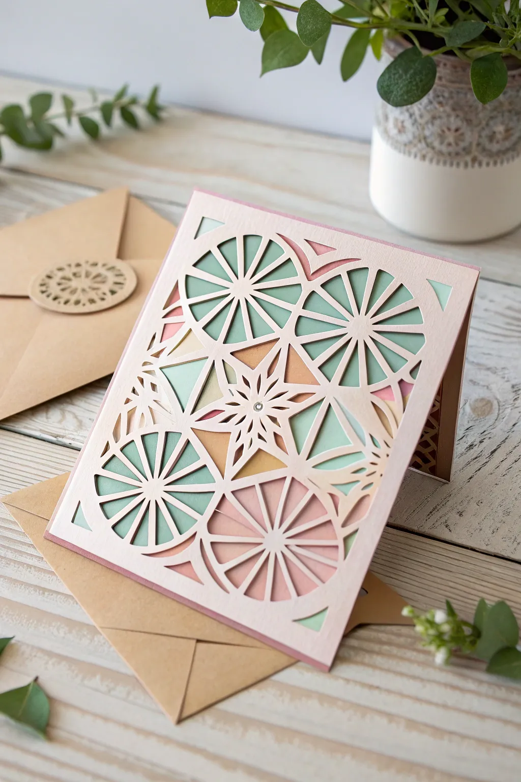 Embrace the art of simplicity with this geometric cutout card, perfect for a Mother's Day filled with love and elegance.