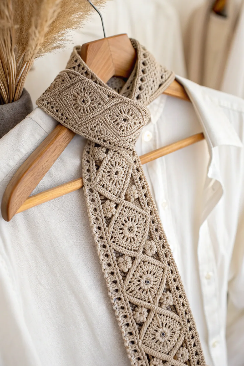 Elevate his style with an elegantly crafted crochet tie—where simplicity meets sophistication.