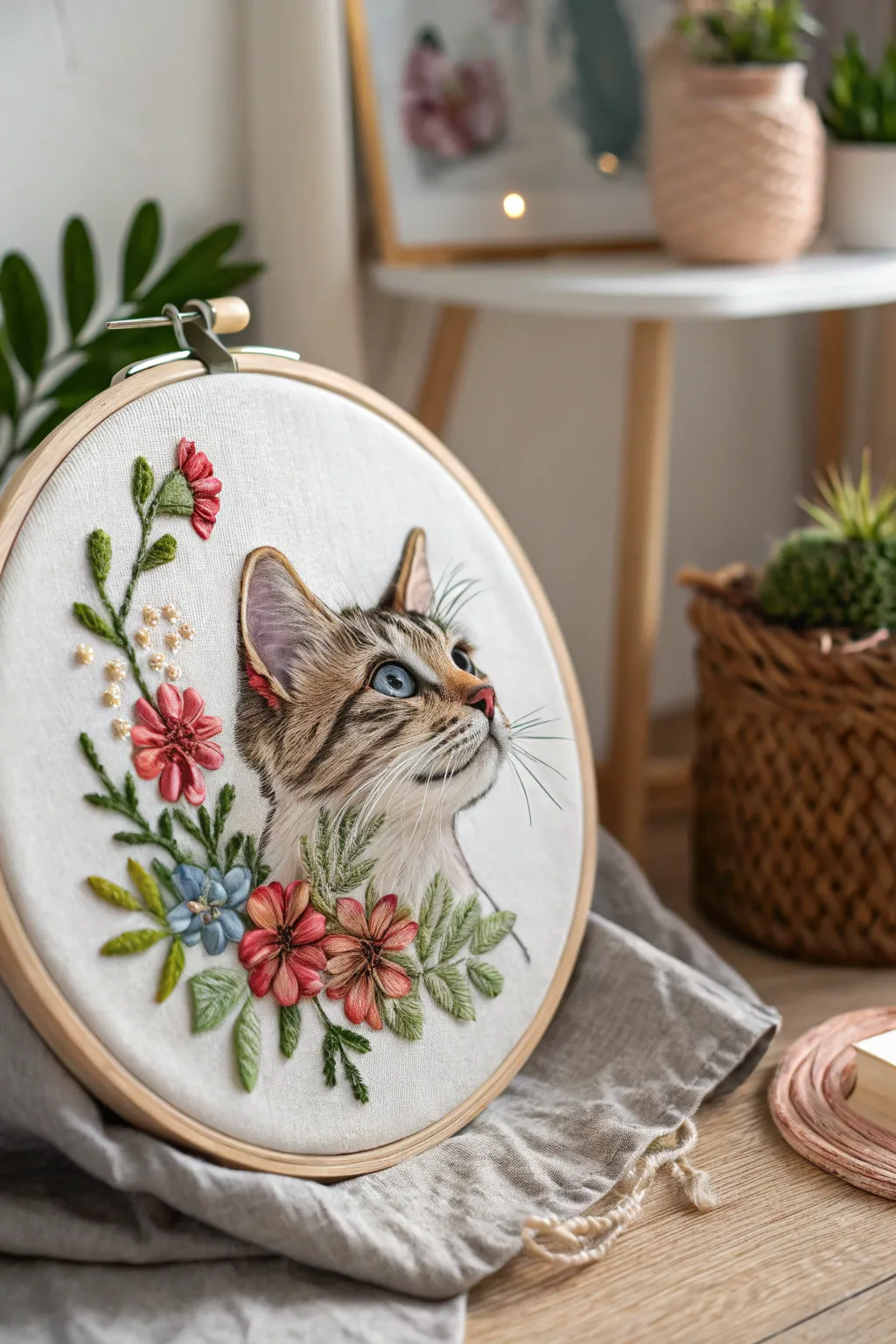 Capture the essence of your furry friend with a custom embroidery piece that tells a story.