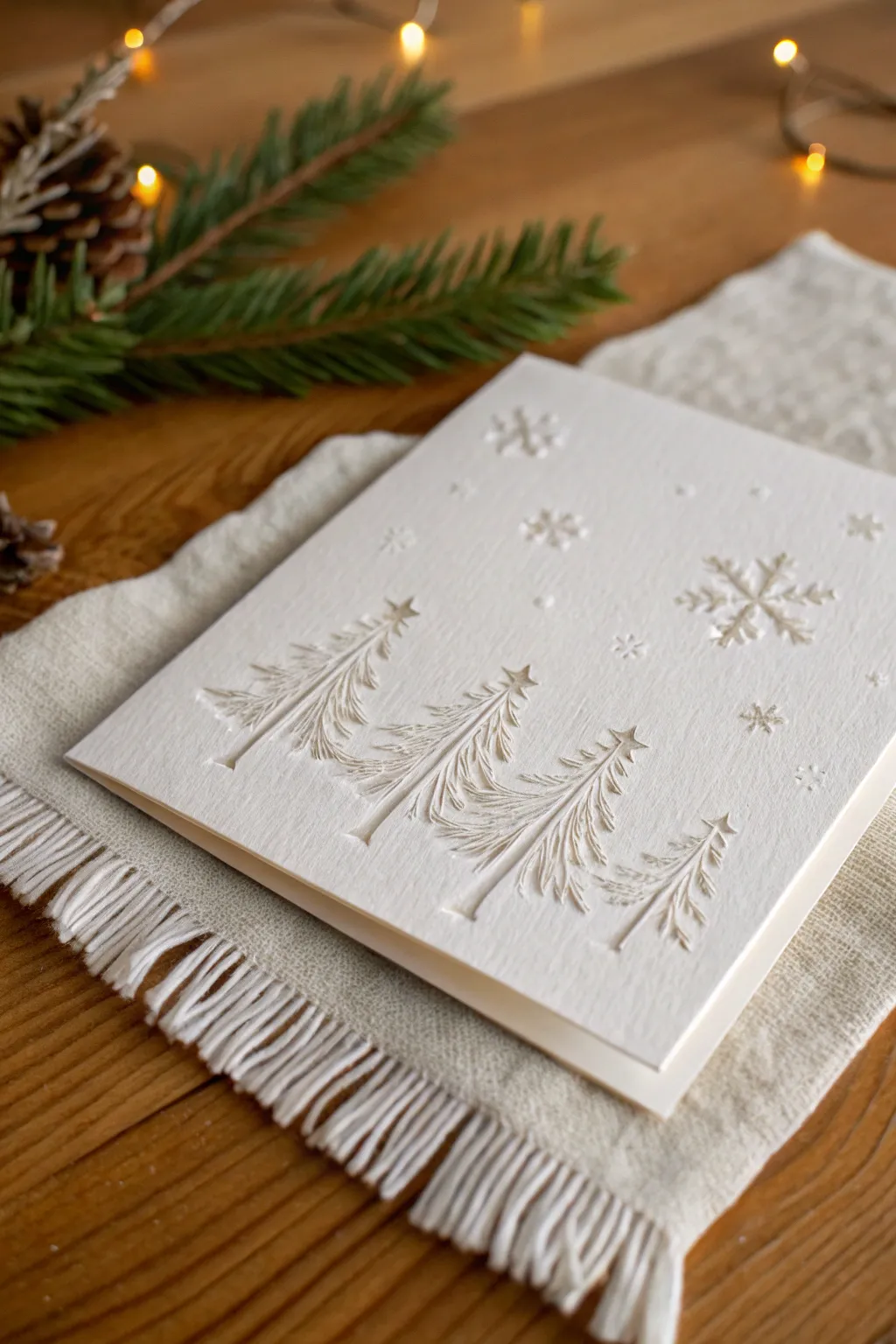 Elevate your holiday greetings with the timeless elegance of embossed designs.