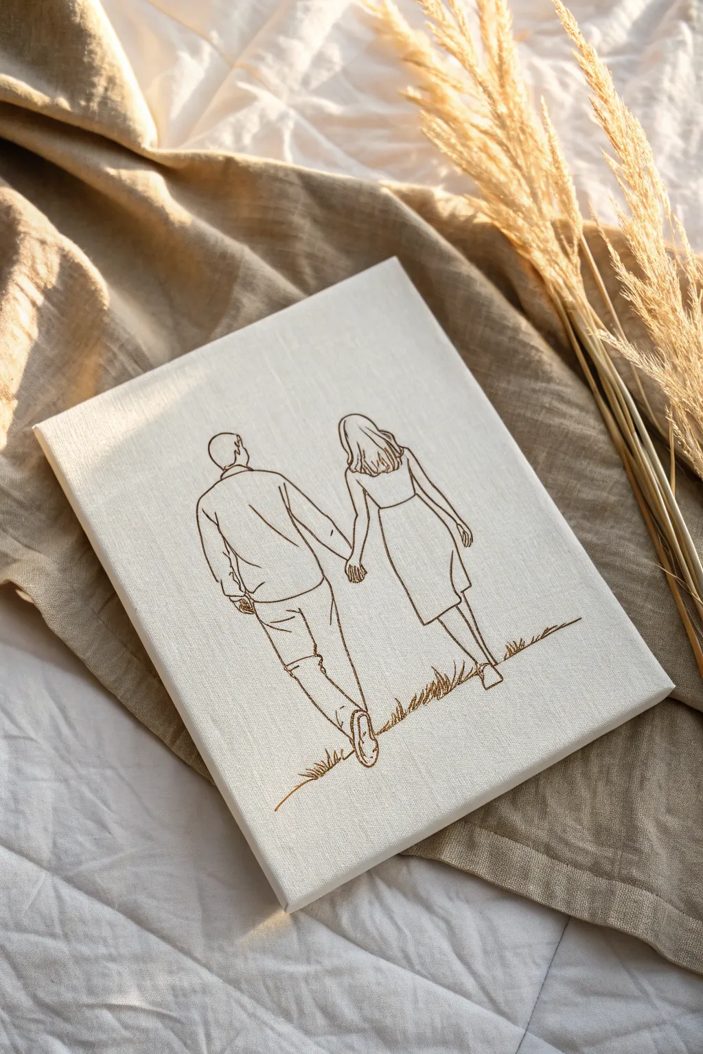 Embrace simplicity with this minimalist couple outline canvas, perfect for adding a touch of elegance to your space.