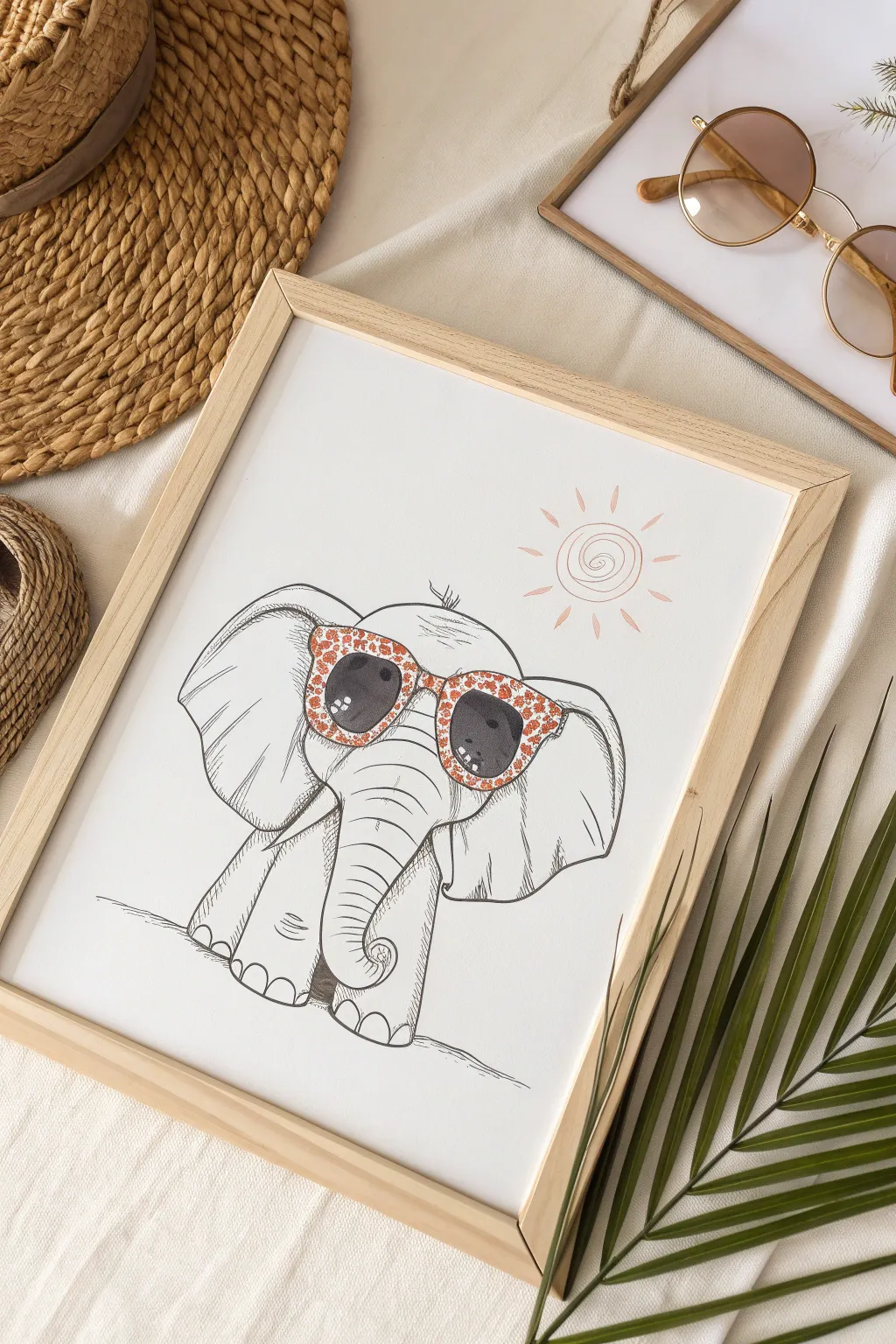 Add a sunny twist to your art with this adorable elephant in shades!