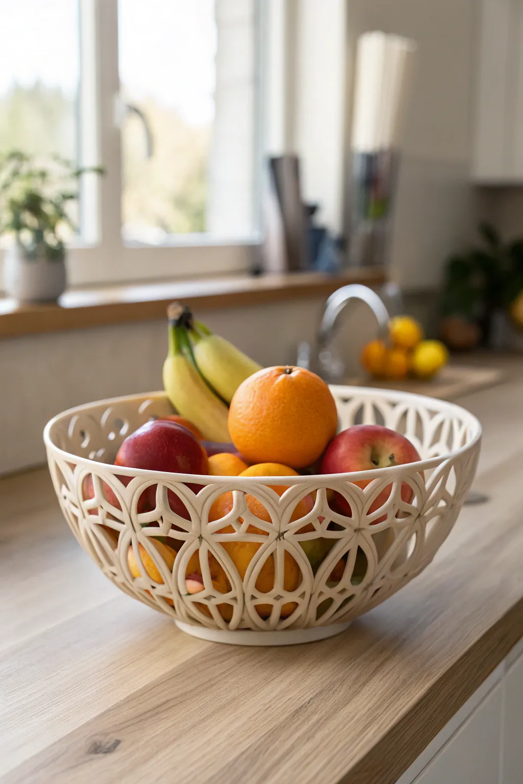 Elevate your kitchen decor with a touch of minimalist elegance: a 3D printed funky fruit bowl that blends simplicity with boho charm.