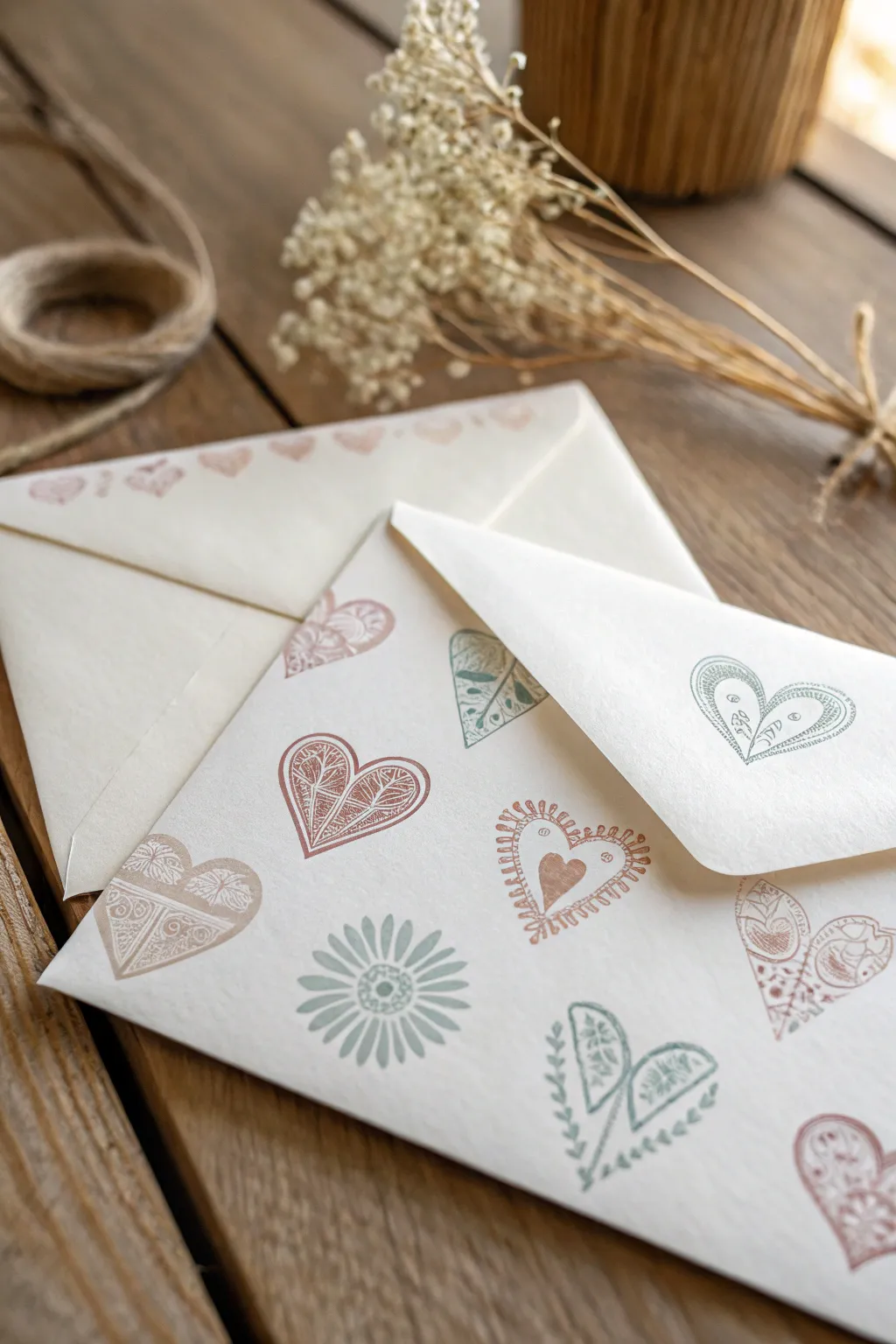 Craft a heartfelt connection with a beautifully stamped envelope set that adds a personal touch to your Valentine's Day message.