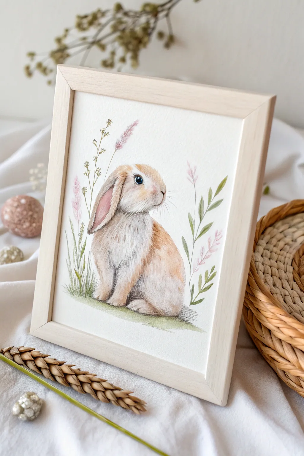 Adorable watercolor bunny: simplicity and charm for a whimsical touch to any space.