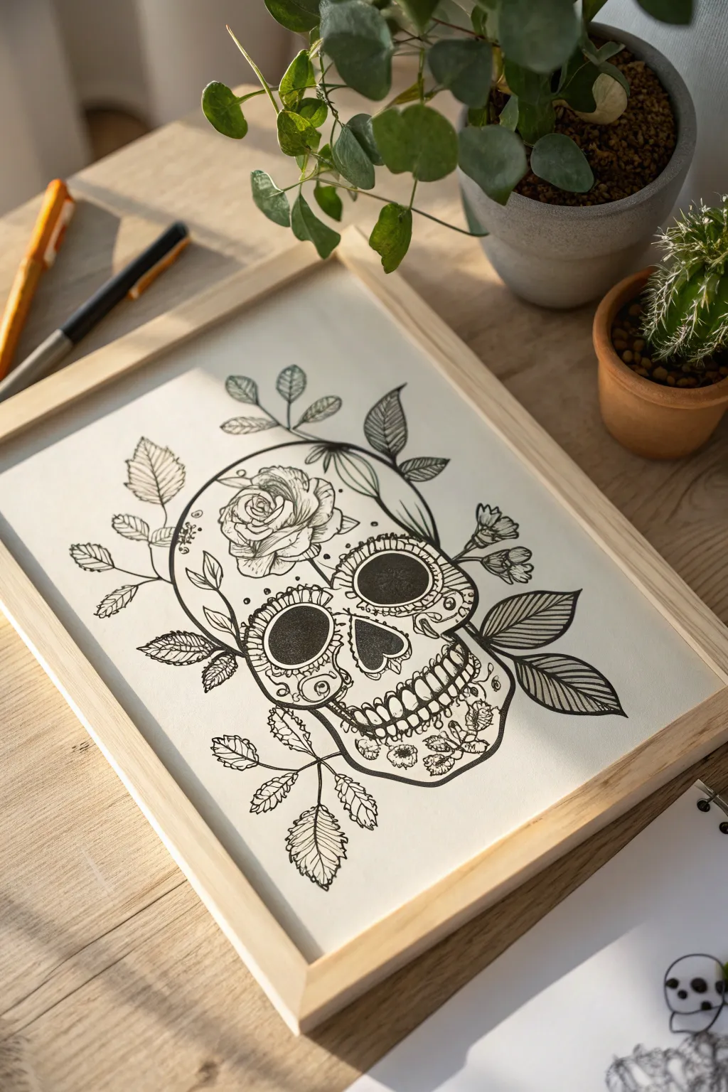 Celebrate life and remembrance with nature's touch in Day of the Dead artistry.