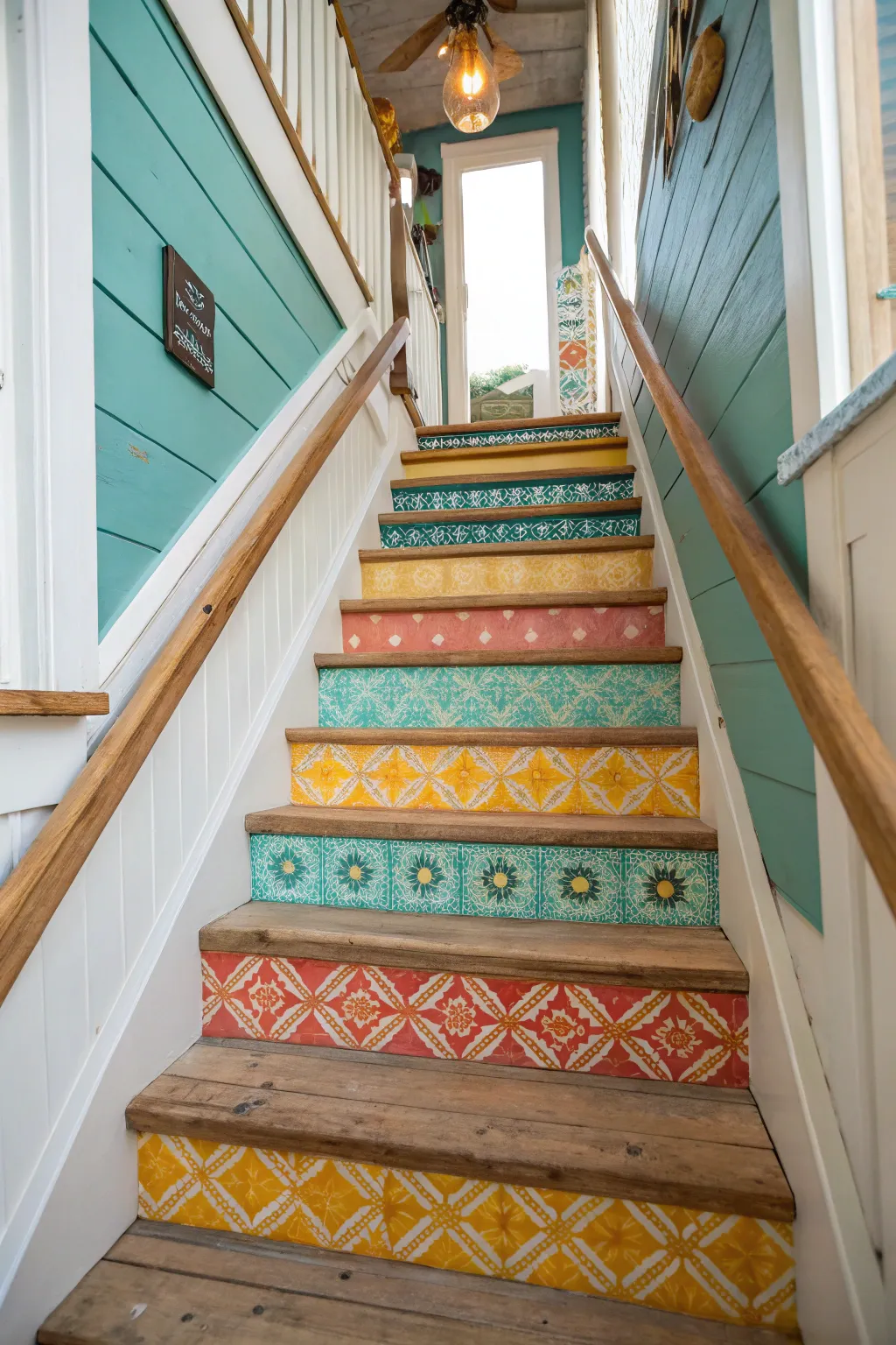 Surprise your guests with artistic stair risers that add a playful touch.