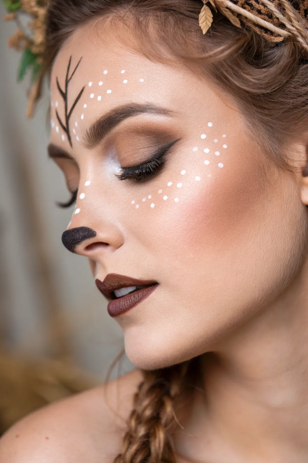 Embrace your inner woodland spirit with this enchanting deer makeup look.
