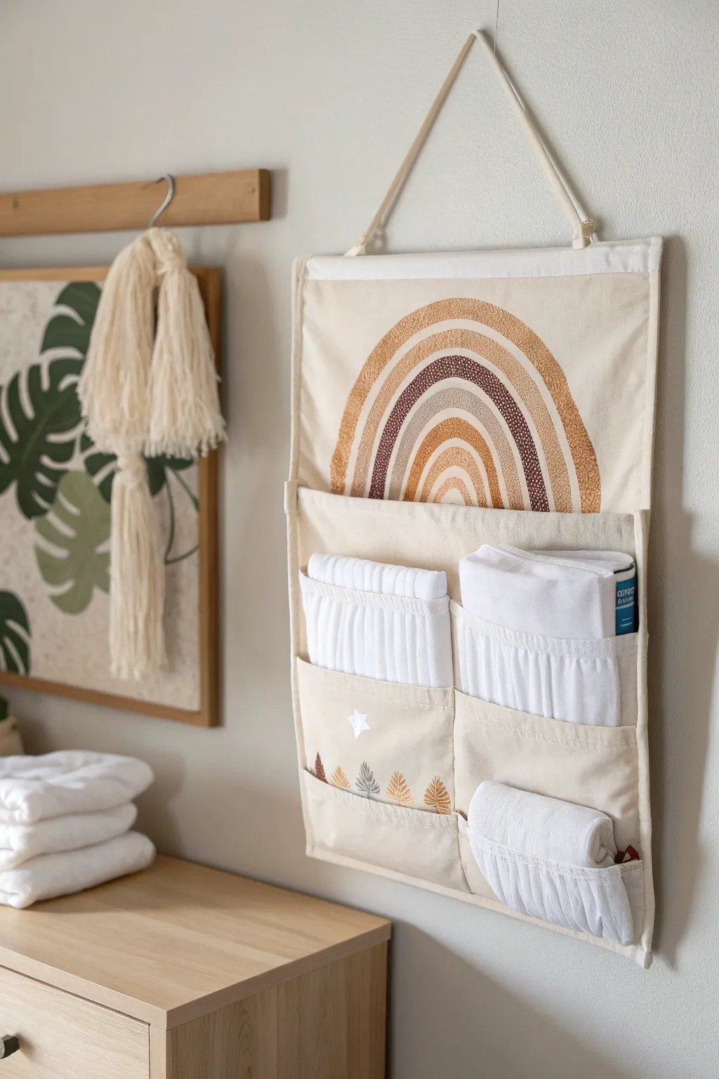 Discover the art of clever organization with this stylish diaper holder. A perfect blend of beauty and practicality.