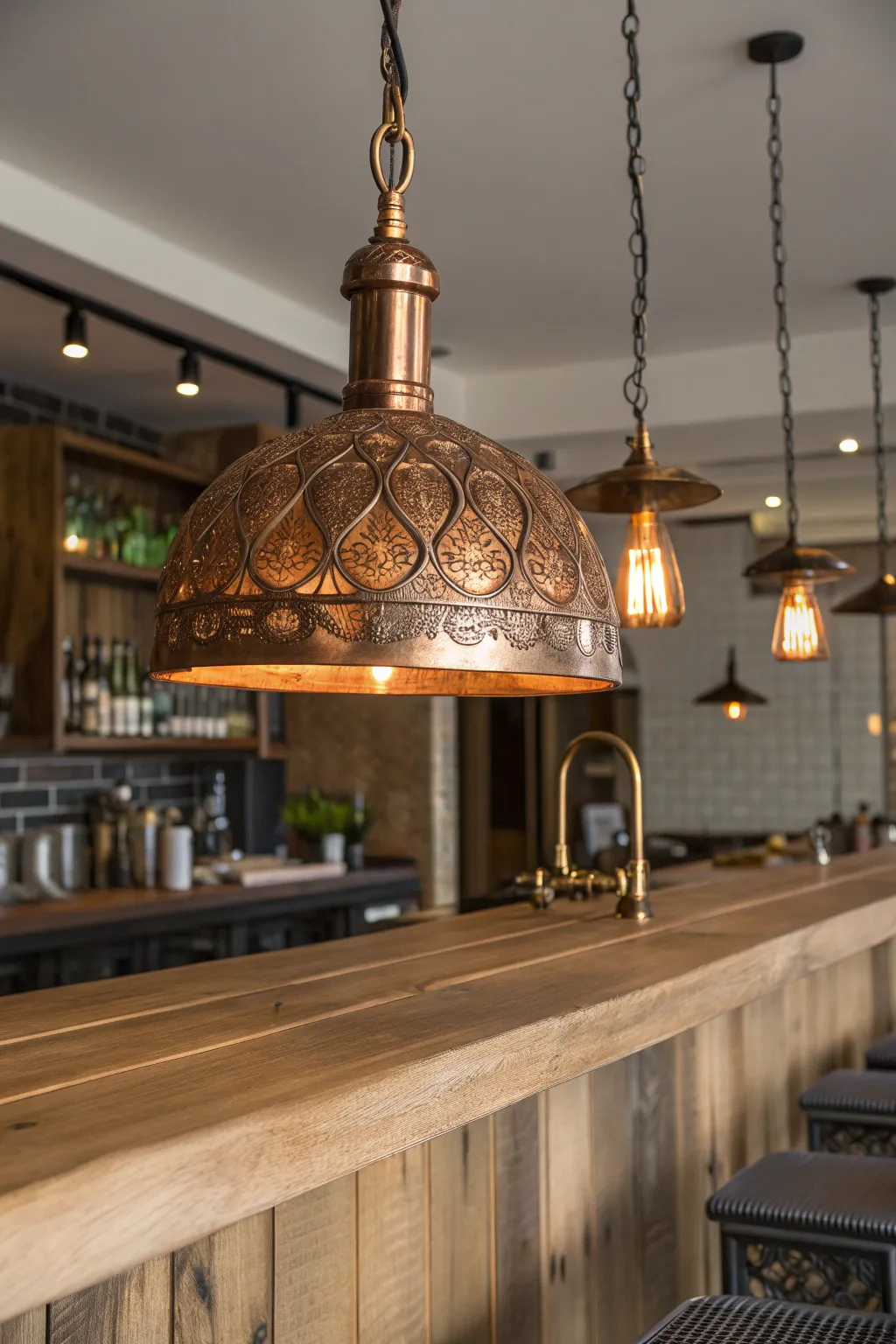 Illuminate your DIY home bar with a touch of craftsmanship.
