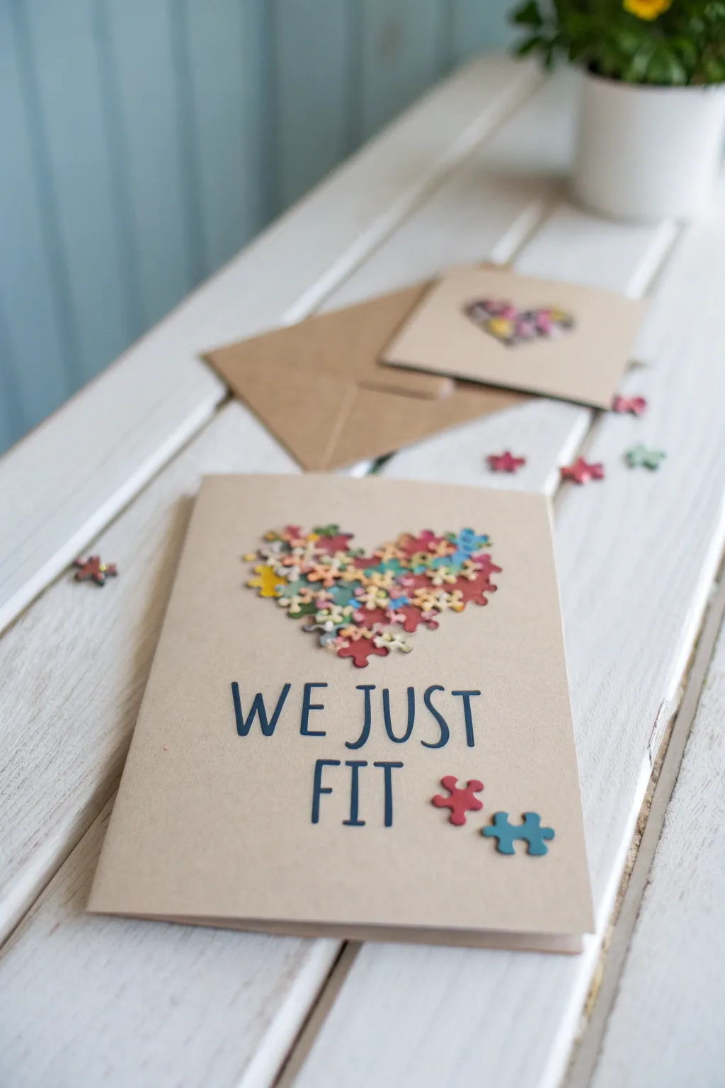 Celebrate the perfect piece of your heart with this charming DIY puzzle piece card.