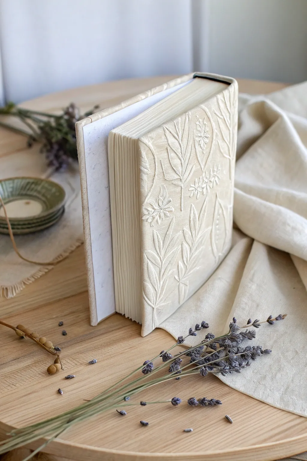 Transform your space with handcrafted book covers that blend simplicity and elegance. #CozyLibrary #ScandinavianBoho