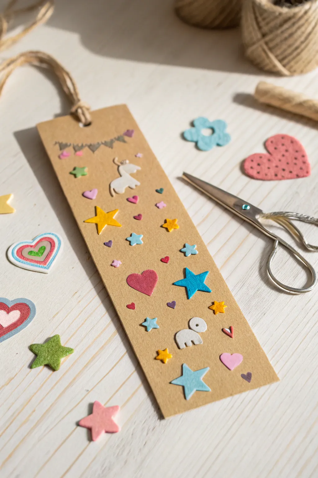 Crafting joy: add a pop of color to your bookmarks with whimsical foam stickers.