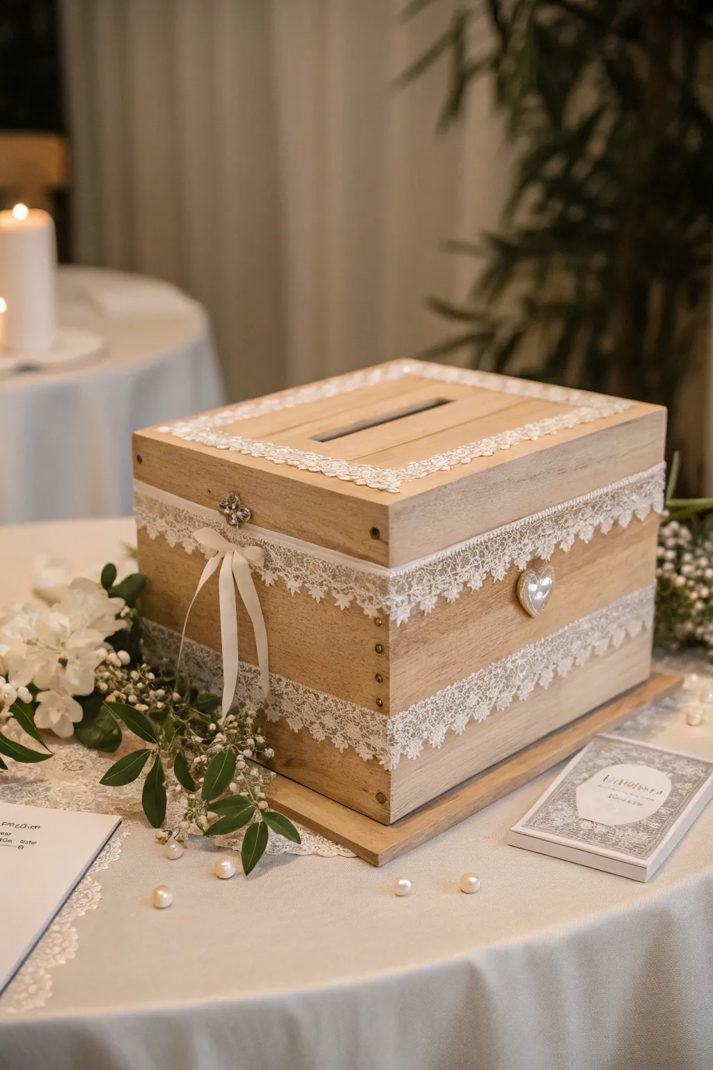 Add a touch of elegance to your wedding with a handcrafted card box, where simplicity meets sophistication.