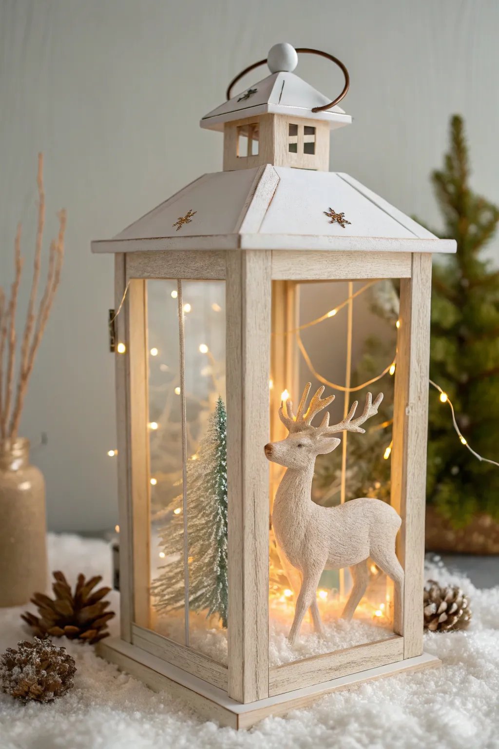 Embrace the serene beauty of winter with this charming DIY snowy deer lantern, a perfect blend of Scandinavian minimalism and Boho elegance.