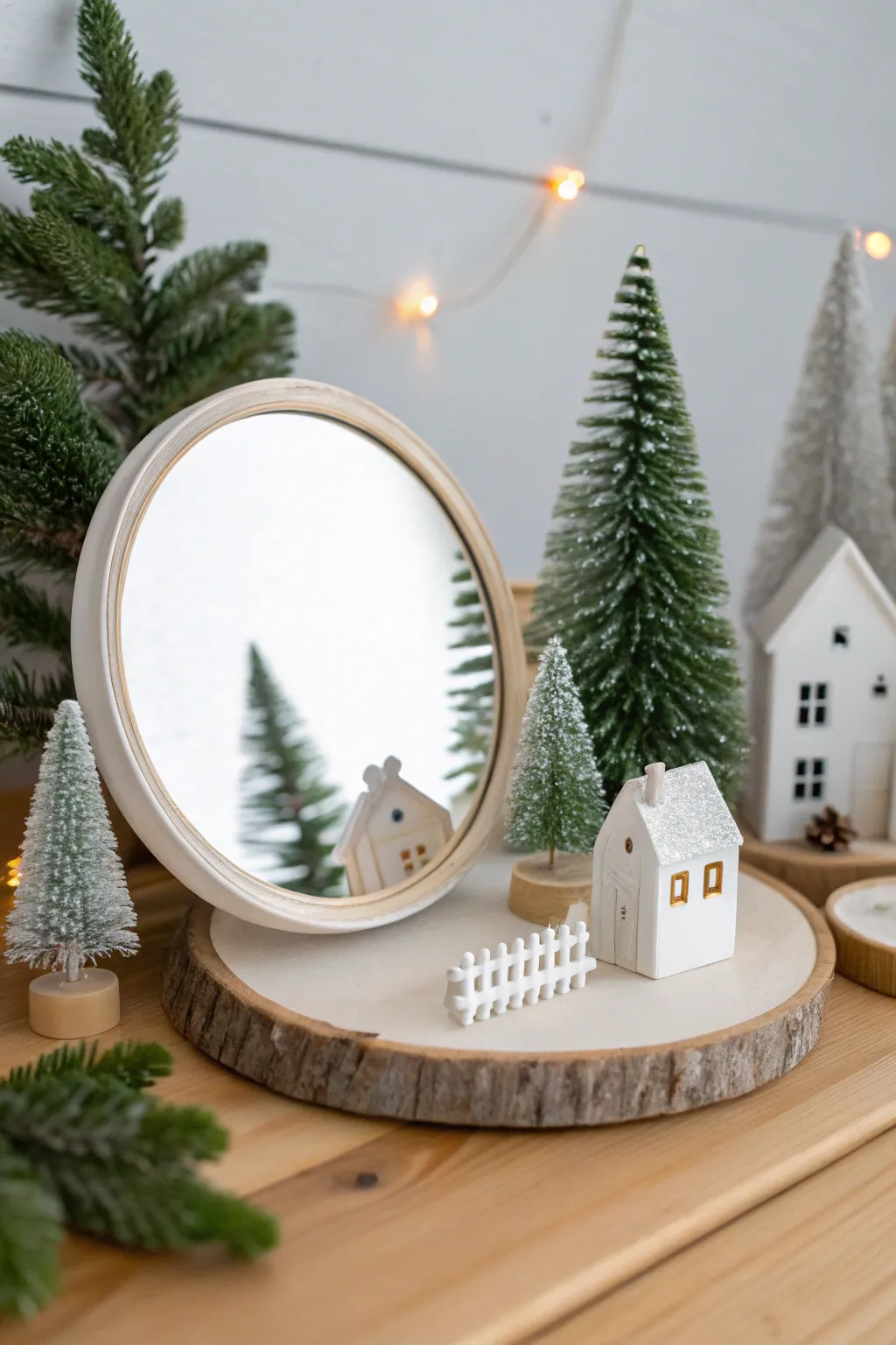 Create your own winter wonderland with this enchanting mirrored pond centerpiece! 🌲✨ #DIYChristmas #ScandiBoho