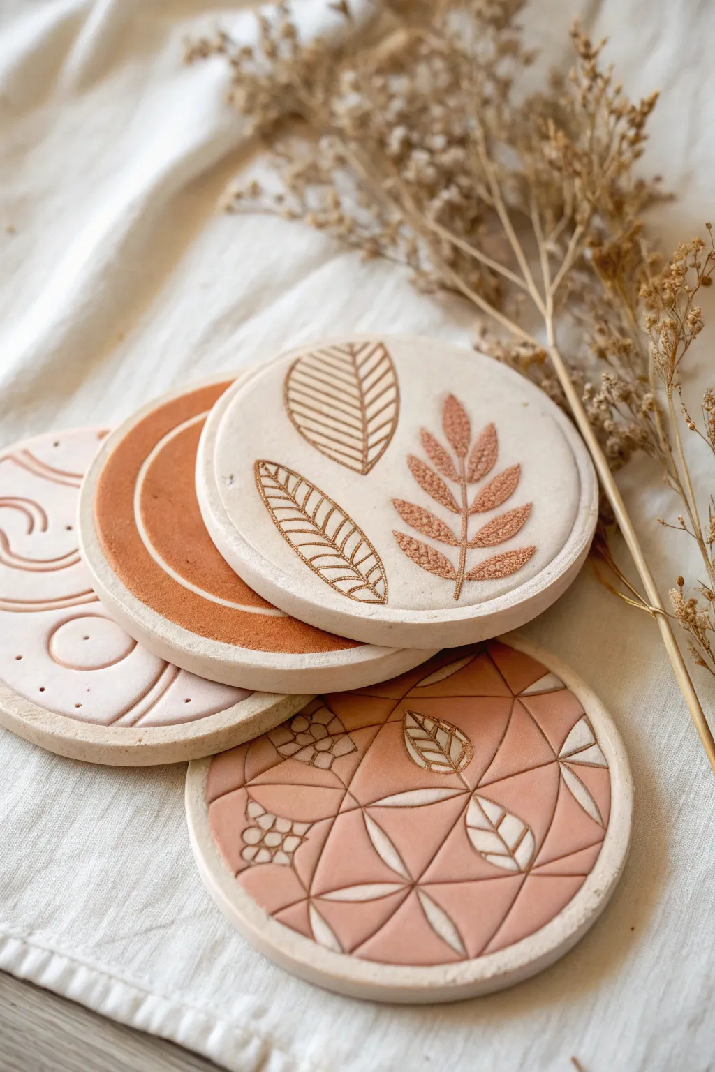 Elevate your tableware with these mix-and-match clay coasters, where minimalism meets boho elegance.