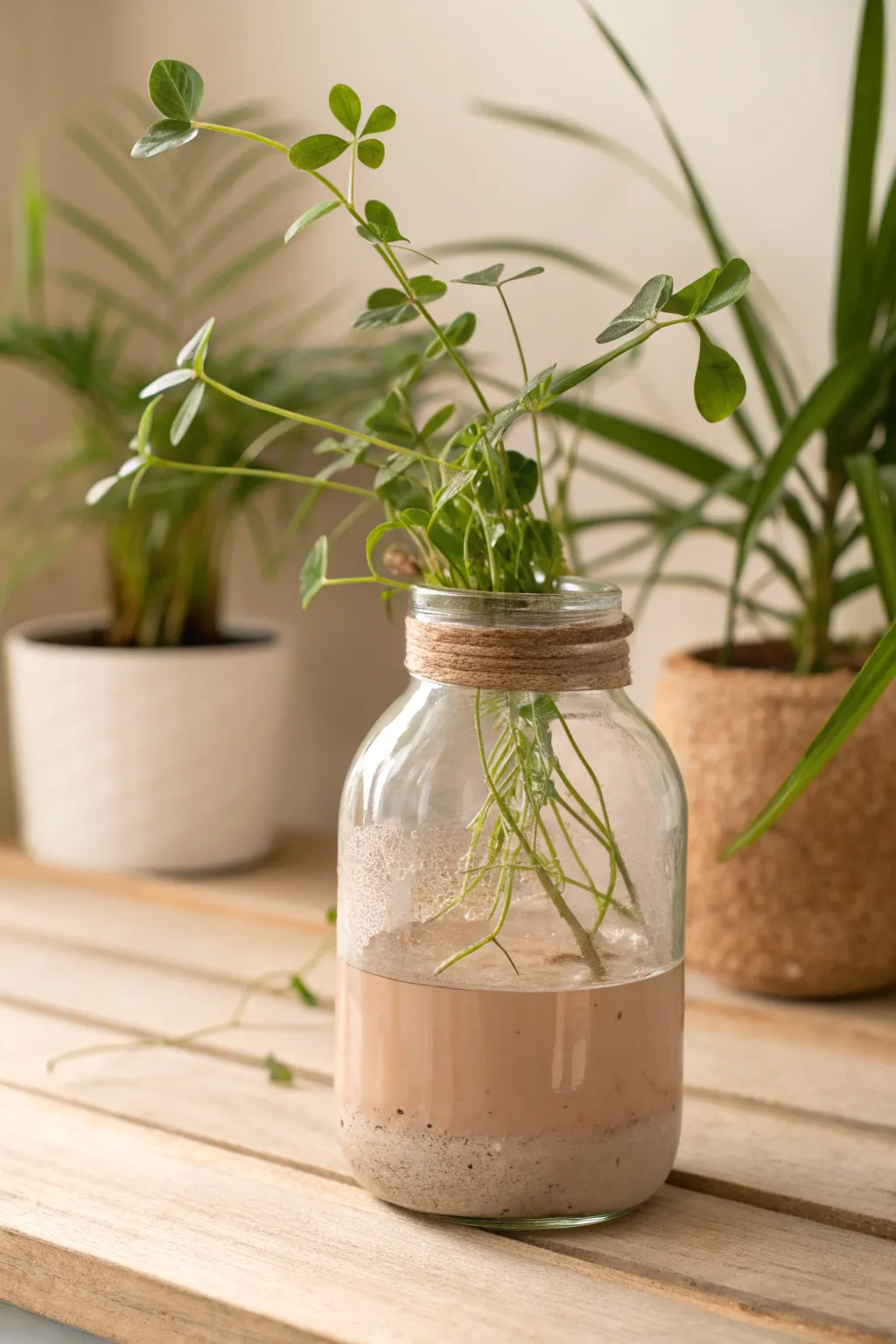 Elevate your plant propagation game with DIY clay-coated glass jars for a touch of natural elegance.