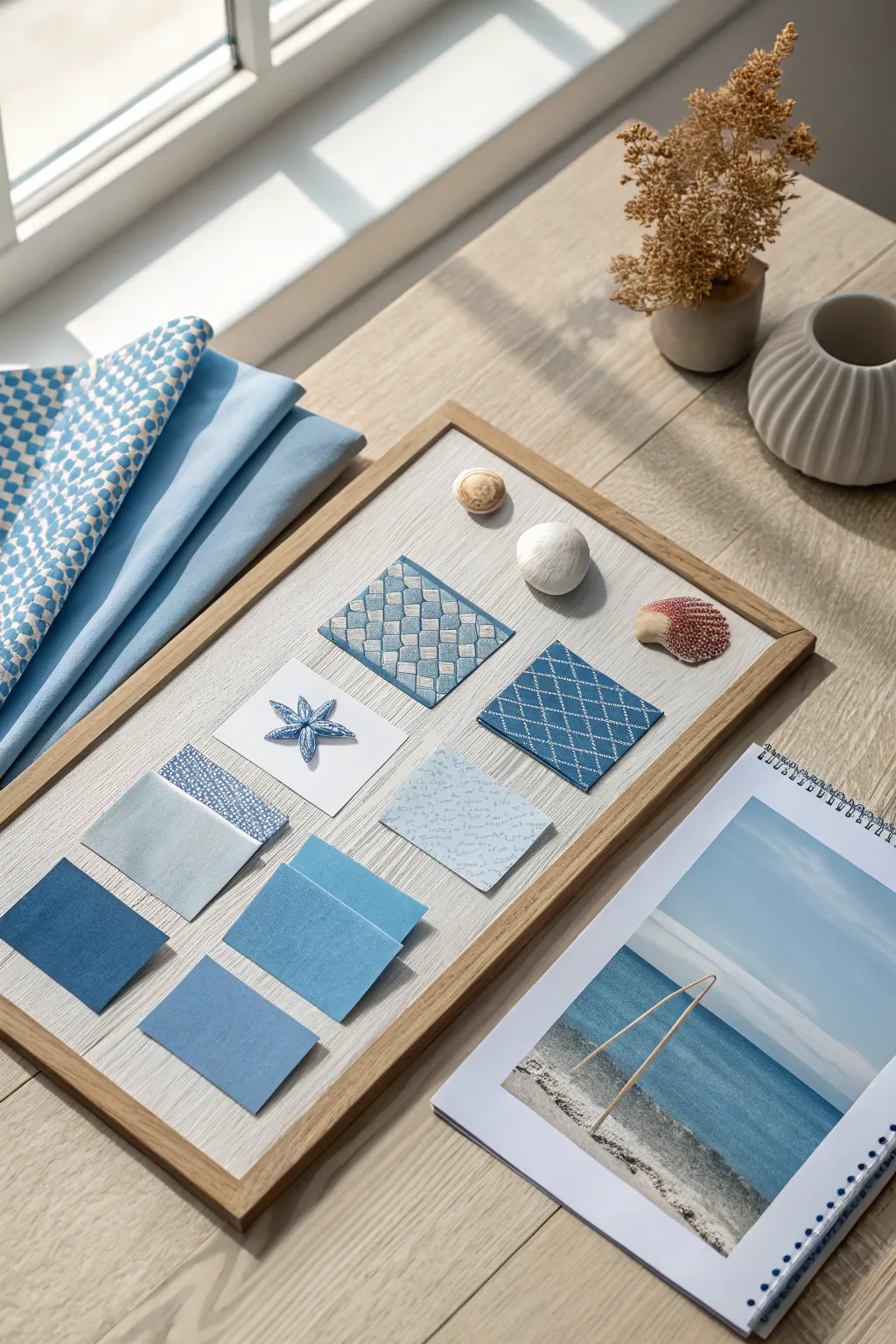 Embrace calm with a soothing monochromatic blue collage, perfect for adding a touch of serenity to your space.